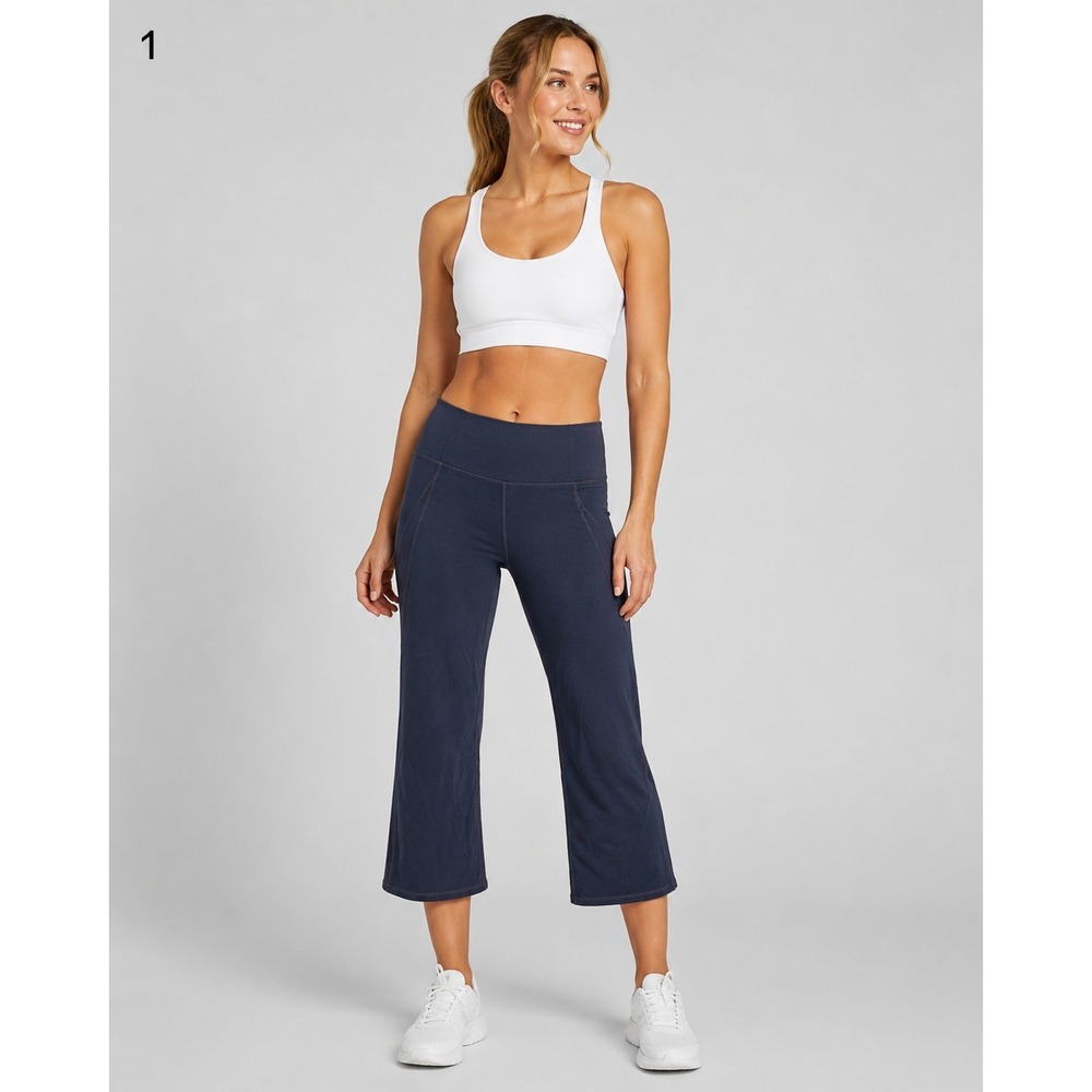 Athleta Crop Leggings Womens Small Gray‎ Nylon Mid Rise Slit Ankles
